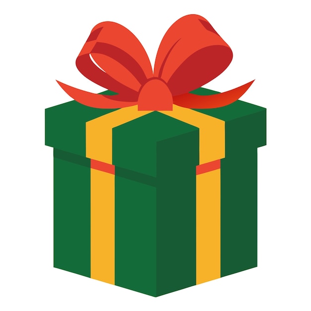 una caja de regalos verde y roja con una cinta roja en ella