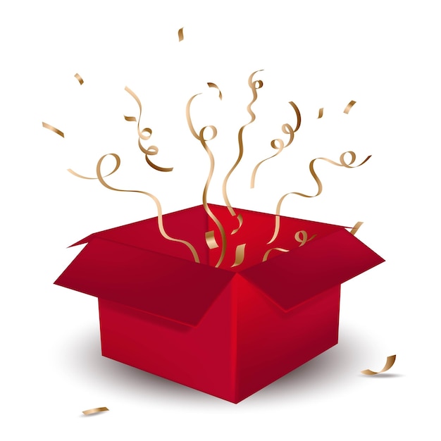 La caja roja cura la cinta de oro elemento de diseño de celebración cartel web de banner