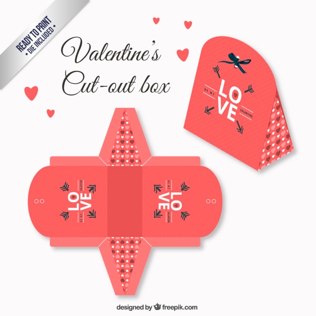 Vector caja de san valentín coral