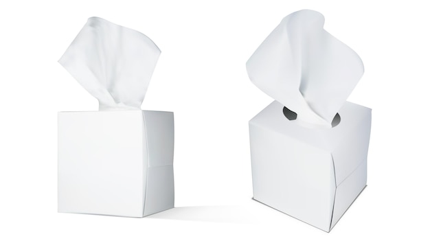 Caja de servilletas de papel realista aislada sobre fondo blanco