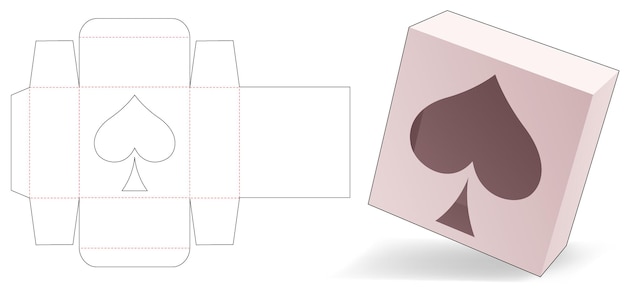 Vector caja simple con plantilla troquelada de ventana de pala