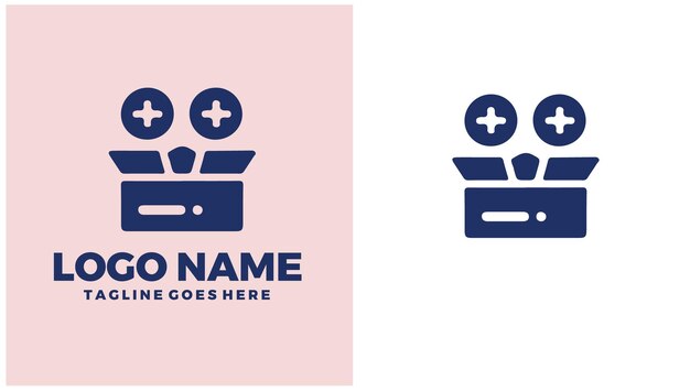Caja de suscripción Caja curada Entrega mensual Servicio de suscripción Ilustración de diseño de logotipo único