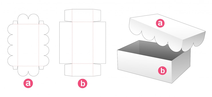 Vector caja con tapa plantilla troquelada