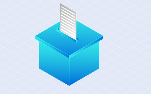 Caja de votación isométrica Concepto de votación de estilo 3D aislado en fondo blanco