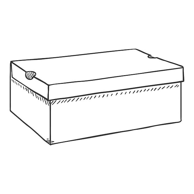 Caja de zapatos cerrados de boceto dibujado a mano vectorial