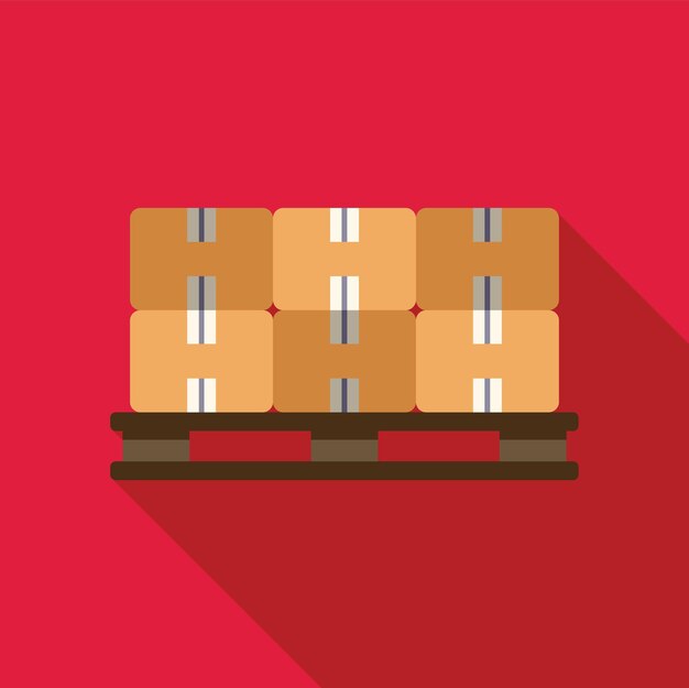 Cajas de cartón apiladas en paletas de madera