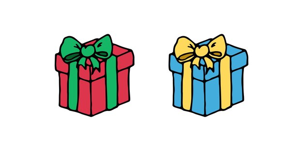 Cajas cuadradas de cartón de regalo macizo de colores navideños con lazos