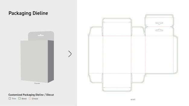 cajas de gancho de vuelta abierta dieline