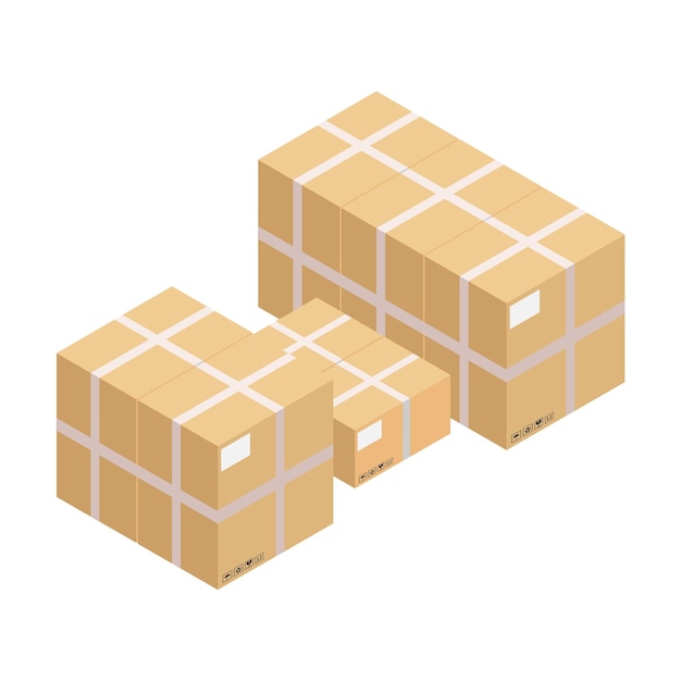 Cajas grandes apiladas isométricas