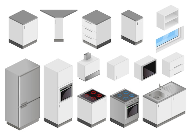 Cajas isométricas de equipos para proyecto de cocina.