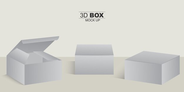 Cajas Mockups con diferentes vistas y estilos Cajas abiertas y cerradas Ilustración vectorial