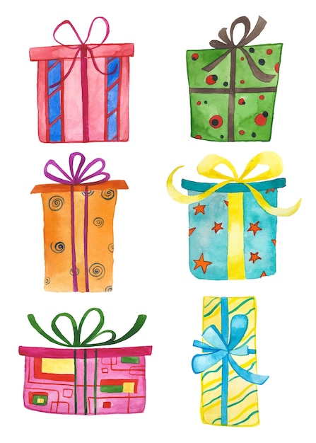 Vector cajas de regalo de acuarela