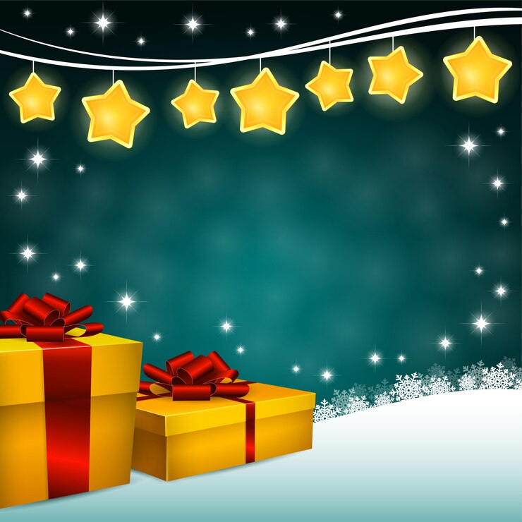Vector cajas de regalo y decoración navideña sobre fondo verde