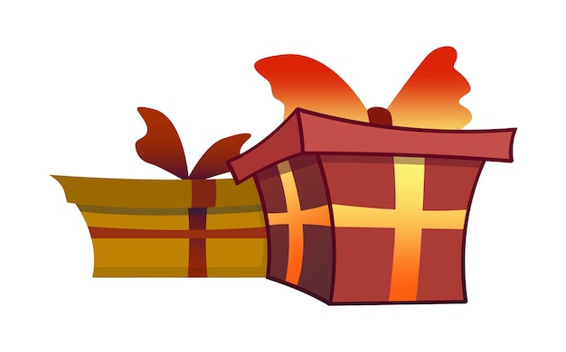 Cajas de regalo en estilo de dibujos animados Regalos de vacaciones en envases brillantes decorados con lazos