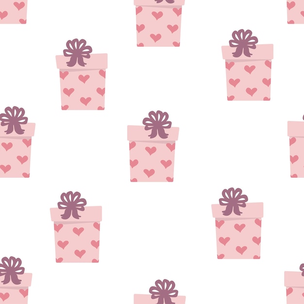 Cajas de regalo, presenta un conjunto de iconos vectoriales de patrones sin fisuras. . Textil de papel envuelto de colores. Lindo estampado de vacaciones.. Diseño plano de dibujos animados.