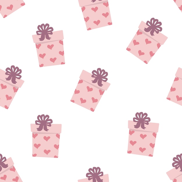 Cajas de regalo, presenta un patrón sin fisuras. Colorido papel envuelto textil vector conjunto de iconos... Fondo de celebración con regalos... Diseño plano de dibujos animados.