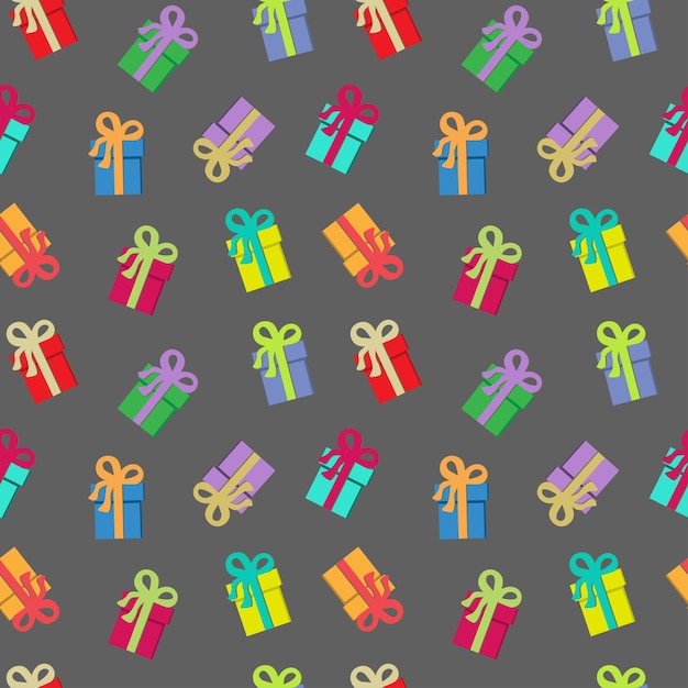 Cajas de regalo sobre un fondo gris Tejido sin costuras