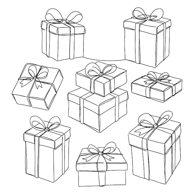 Cajas de regalos de arte de una línea
