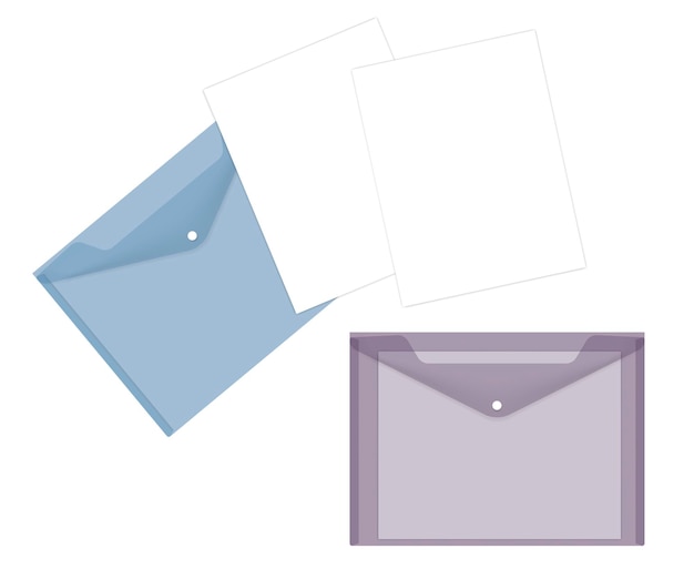 Cajas de sobres de plástico transparente con hojas de papel en blanco Portaarchivos transparentes con botones a presión