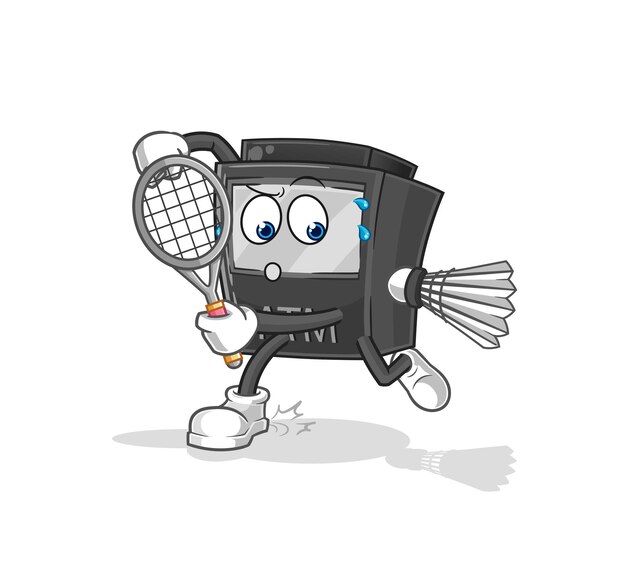 Cajero automático jugando vector de caracteres de ilustración de bádminton