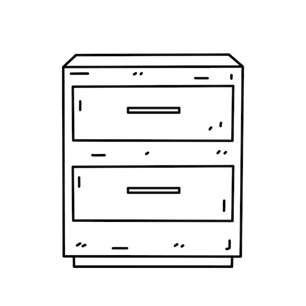Cajonera o tocador aislado sobre fondo blanco Muebles de salón de dormitorio estilo garabato