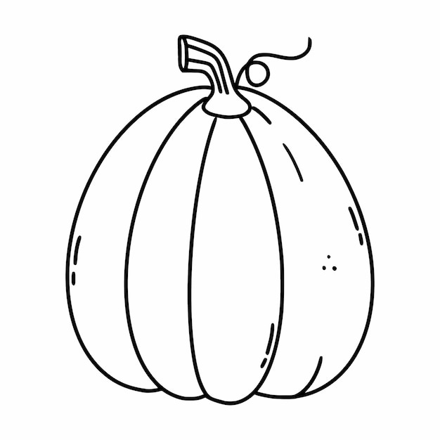 Calabaza al estilo garabato. Cosecha de otoño. Libro para colorear para niños. Ilustración en blanco y negro. Dibujar verduras.