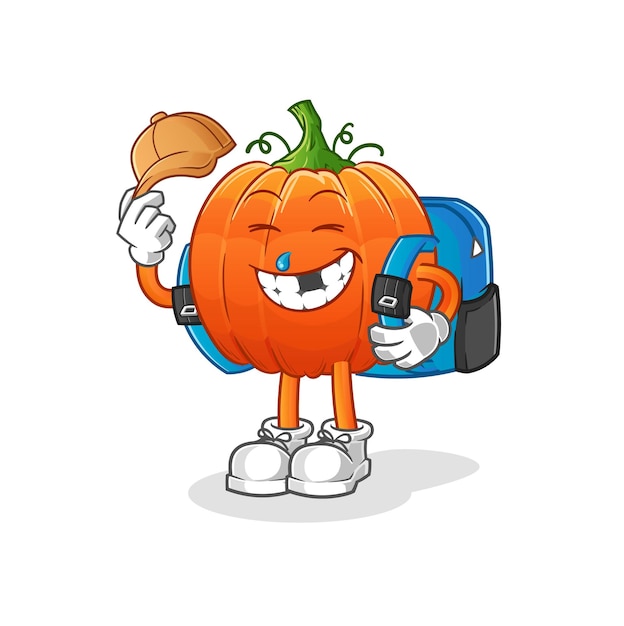 La calabaza va al vector de la escuela. personaje animado