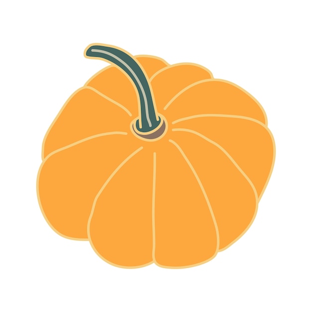 Calabaza amarilla con un pecíolo largo en color estilo garabato