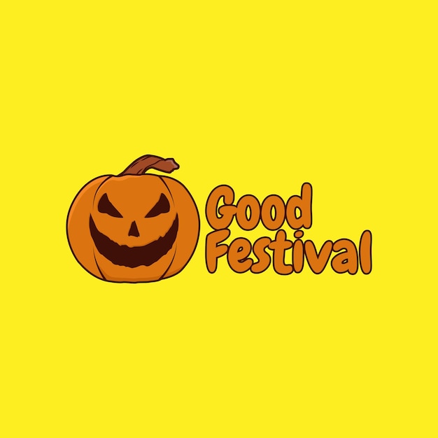 Calabaza en bg amarillo, calabaza naranja con sonrisa para su diseño para la fiesta de Halloween Vector