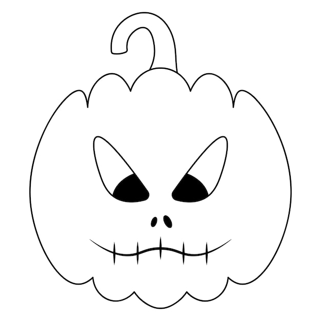 Calabaza la boca está cosida expresión facial enojada boceto símbolo de halloween mueca siniestra