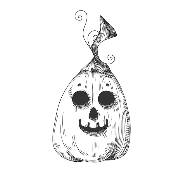 Calabaza con cara sonriente. Calabaza de Halloween. Feliz Halloween ilustración vectorial.