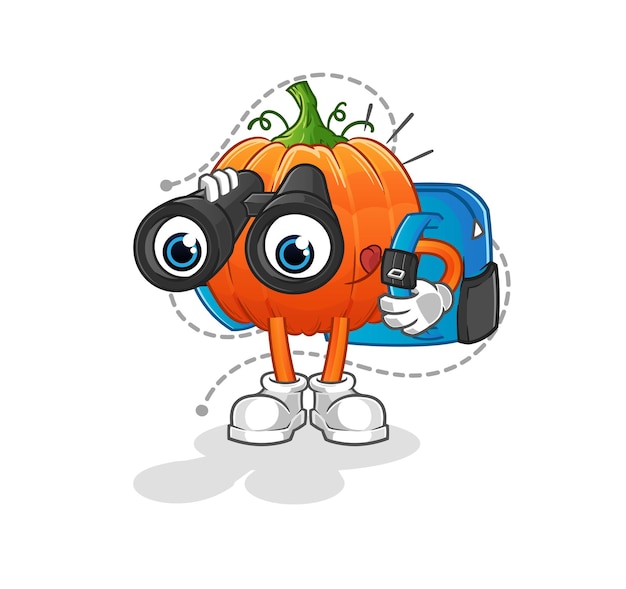 calabaza con carácter de binoculares. vector de mascota de dibujos animados