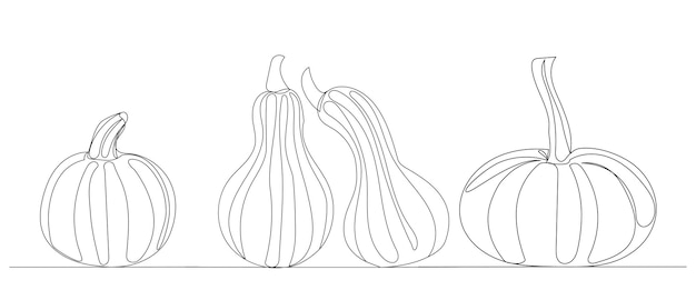 Calabaza dibujando un vector de línea continua