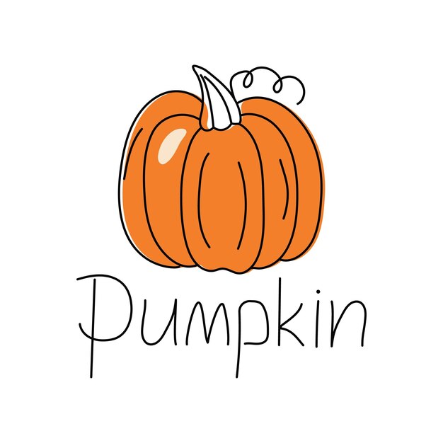 Calabaza dibujo de contorno garabateo de verduras comida de la cosecha temporada de otoño Halloween fondo aislado