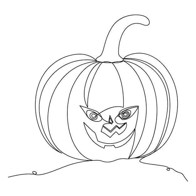 Vector calabaza dibujo de línea continua de arte de una sola línea.