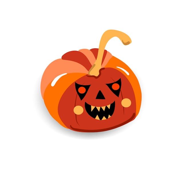 Calabaza enojada con emoción muerde a otro símbolo de vector aislado de personaje de halloween de calabaza