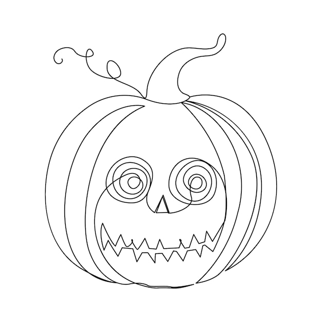 Calabaza enojada halloween vector de arte de línea única continua