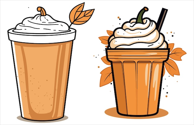 Calabaza Especias Latte Café vector Otoño Latte Café ilustración Otoño Café