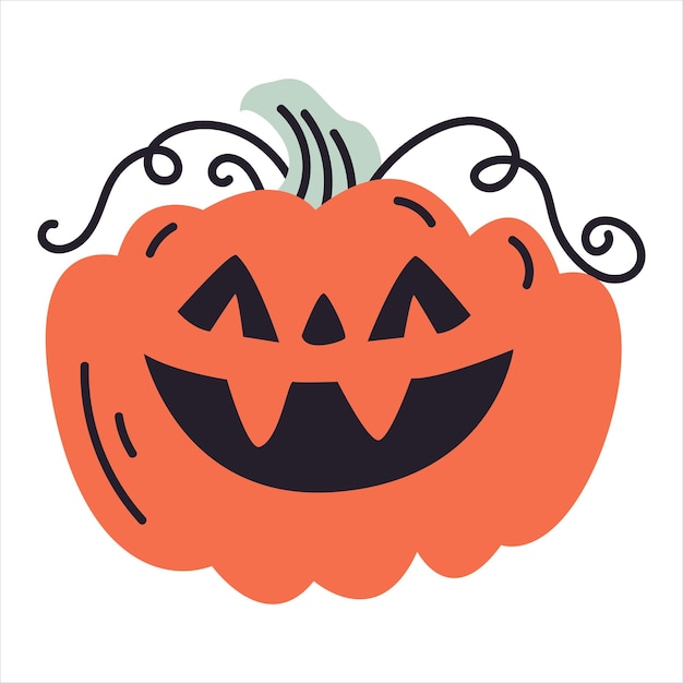 Calabaza de estilo doodle para elemento de vector plano de halloween para decoración de vacaciones