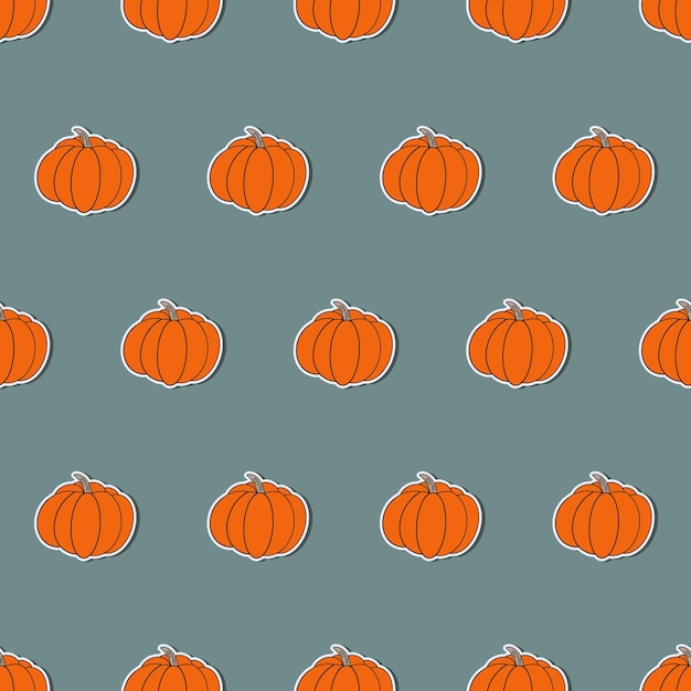 Calabaza en estilo plano. Pegatina de calabaza. Adecuado para fondos, tarjetas y papel de regalo. Vector.
