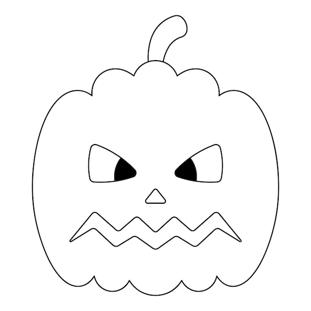 Vector calabaza. expresión facial enojada. bosquejo. símbolo de halloween. mueca ominosa. jack-linterna.