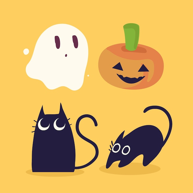 Vector calabaza y fantasma de halloween