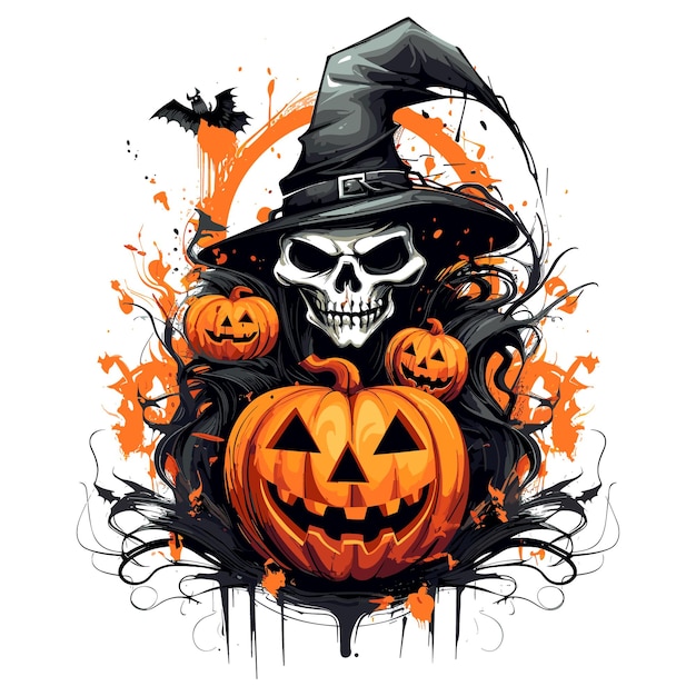 Calabaza Feliz Halloween Impresión aterradora para el diseño Ilustración vectorial