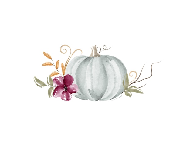 Calabaza floral acuarela