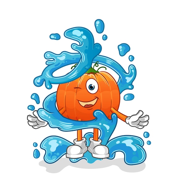 Calabaza fresca con vector de dibujos animados de mascota de agua