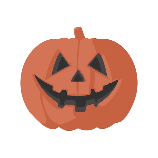 Una calabaza grande con una cara aterradora. Esto es increíble para una fiesta de Halloween. Ilustración vectorial de estilo de dibujos animados.