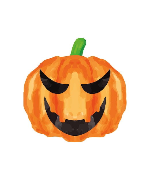 Vector calabaza de halloween con acuarela