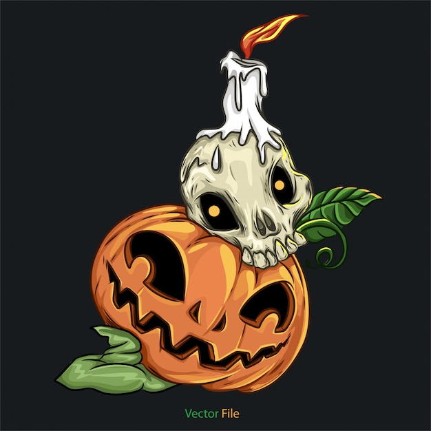 Vector calabaza de halloween y calavera. plantilla de diseño de halloween ilustración