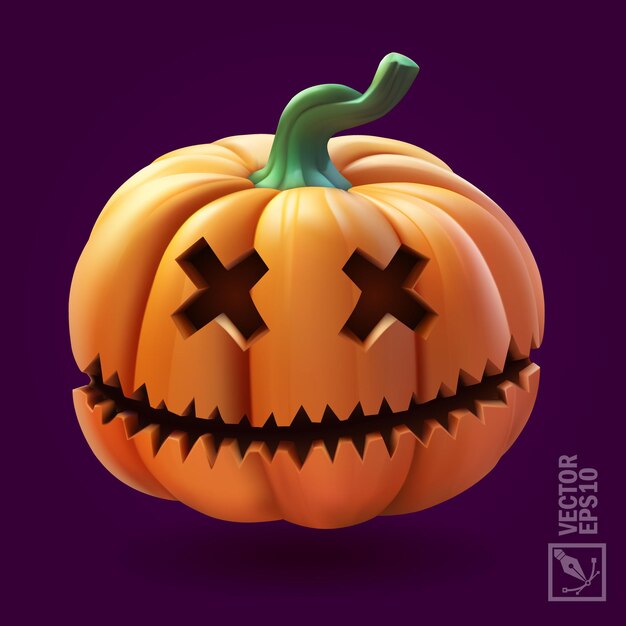 Vector la calabaza de halloween con la cara asustadiza