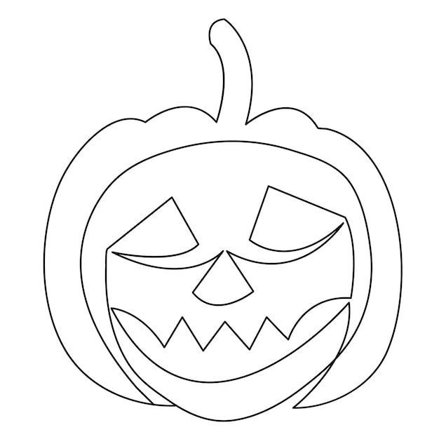 Vector calabaza de halloween con una cara dibujo de arte de línea única ilustración de contorno vectorial continuo